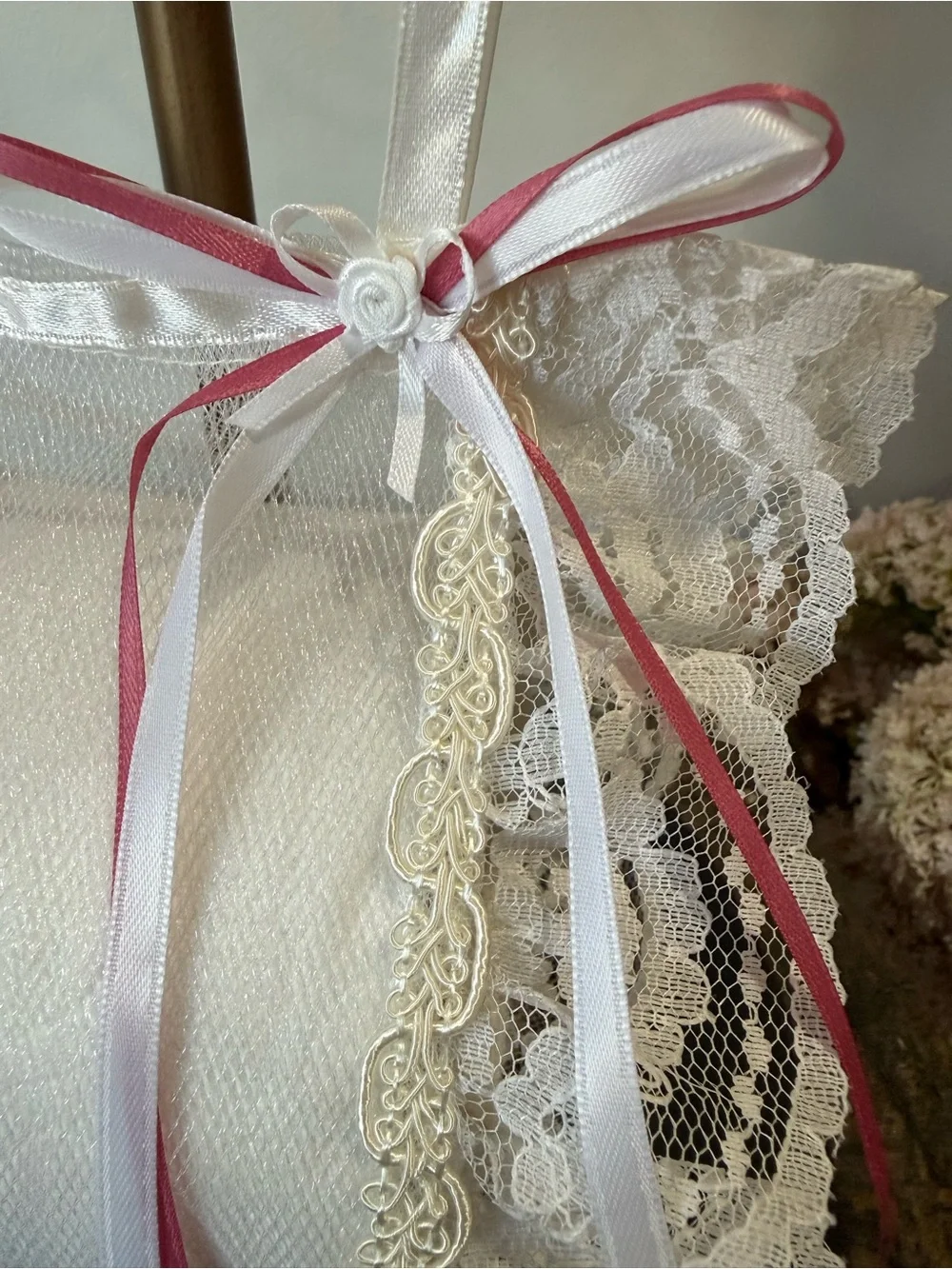 💐 Hand Crafted Hand Towel and Toilet Paper Holder Set w/Pink Rose Appliqué 💐